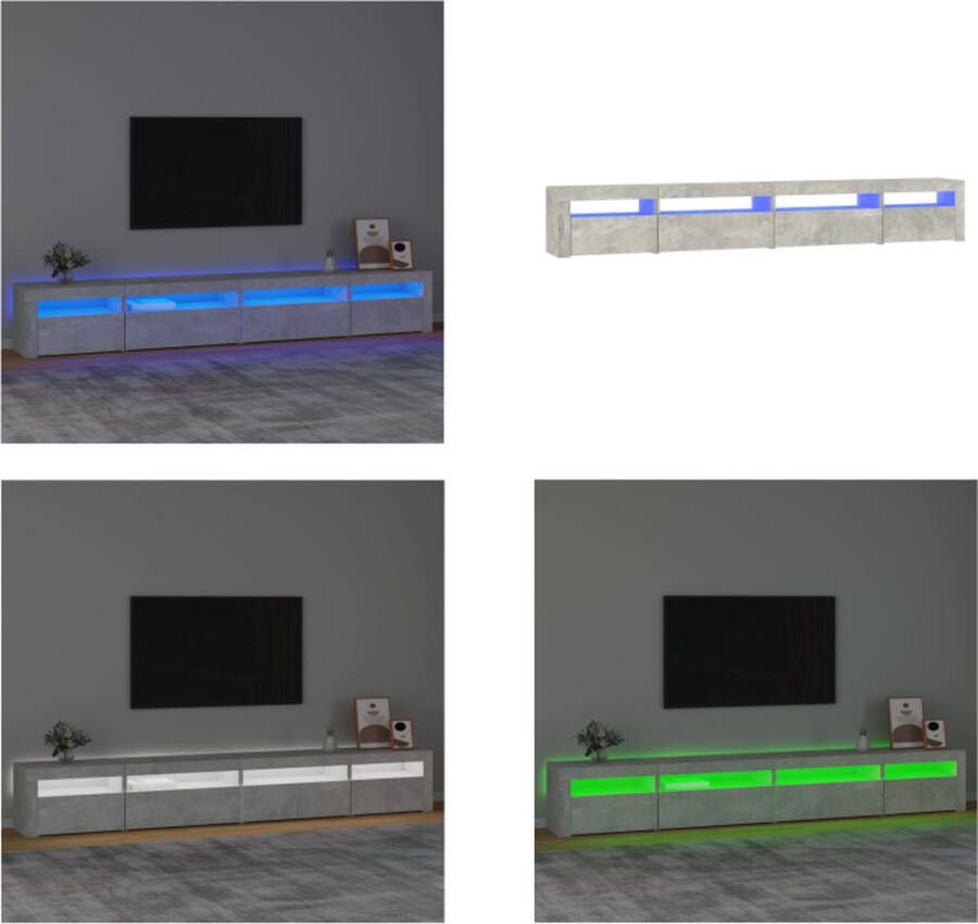 VidaXL Tv-meubel met LED-verlichting 270x35x40 cm betongrijs Tv-kast Tv-kasten Tv-meubel Met LED-verlichting