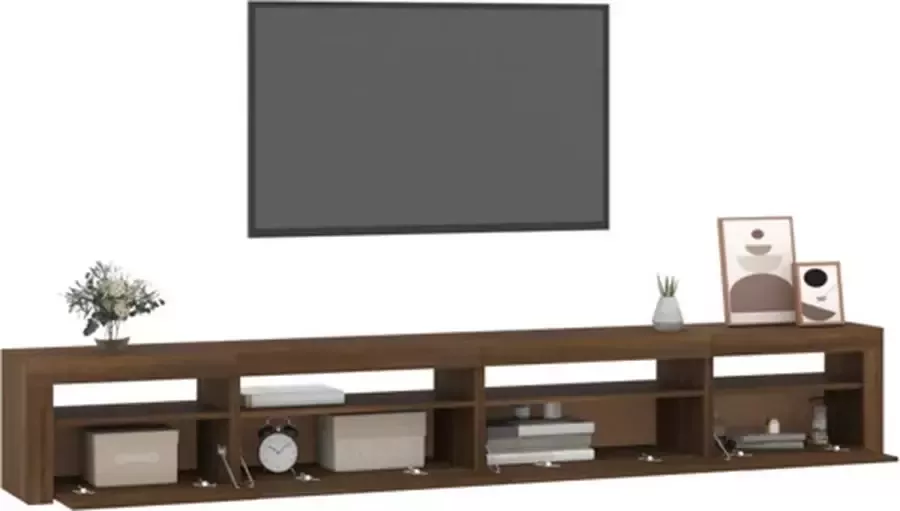 VidaXL -Tv-meubel-met-LED-verlichting-270x35x40-cm-bruineikenkleurig - Foto 4