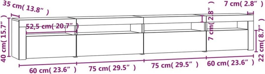 VidaXL -Tv-meubel-met-LED-verlichting-270x35x40-cm-hoogglans-wit - Foto 3