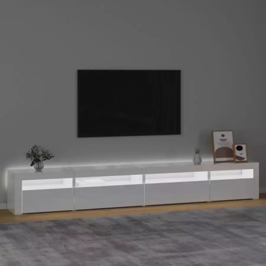 VidaXL -Tv-meubel-met-LED-verlichting-270x35x40-cm-hoogglans-wit - Foto 5