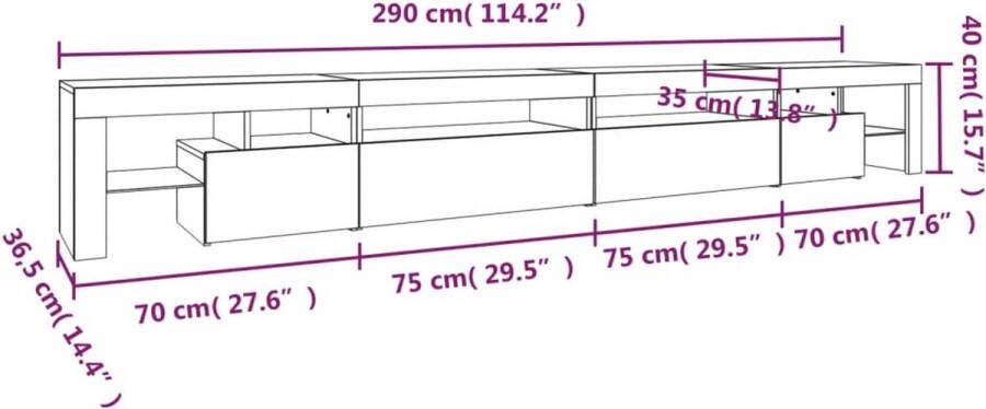 VidaXL -Tv-meubel-met-LED-verlichting-290x36 5x40cm-sonoma-eikenkleurig - Foto 2