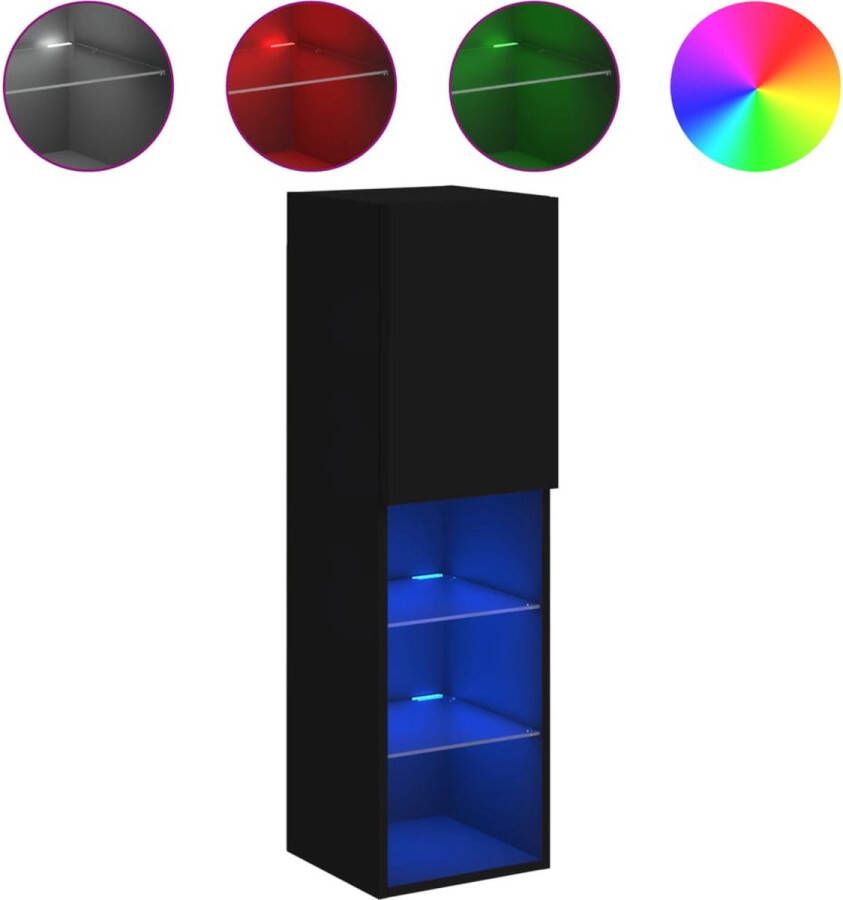 VidaXL -Tv-meubel-met-LED-verlichting-30 5x30x102-cm-zwart - Foto 2
