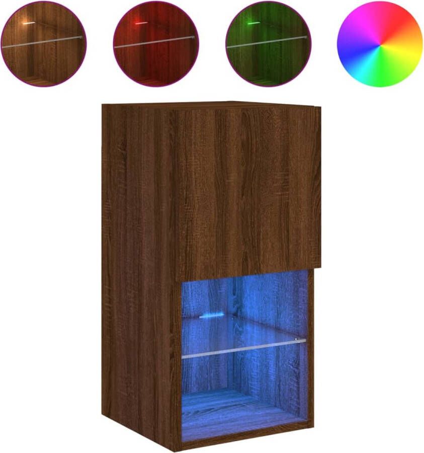 VidaXL Tv-meubel Bruin Eiken Met LED 30 5x30x60 cm Tv Meubel Houten Tv Kast Led Tv Meubel Mediastatief Salontafel