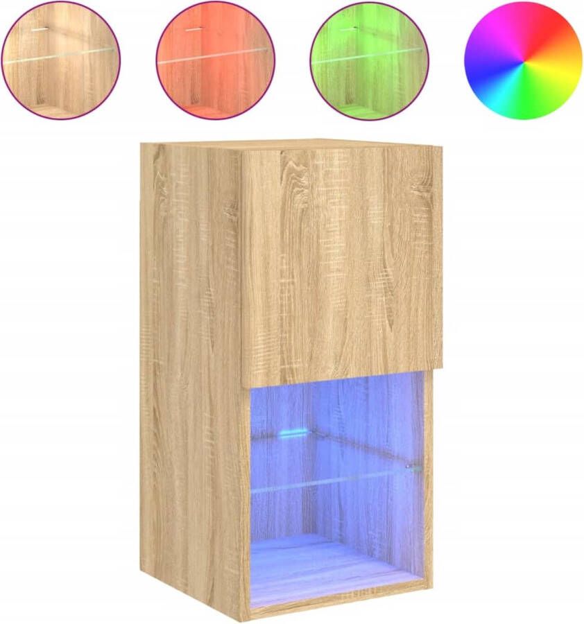 VidaXL Tv-meubel met LED 30 5x30x60 cm eiken Tv Kast Media Kast Salontafel Houten Tv Stand Led Tv Meubilair