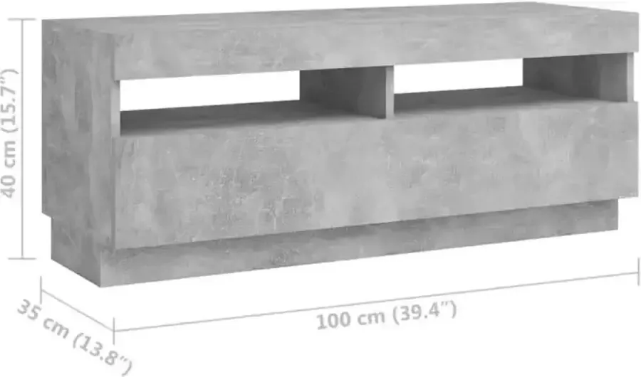 VidaXL -Tv-meubel-met-LED-verlichting-300x35x40-cm-betongrijs - Foto 3