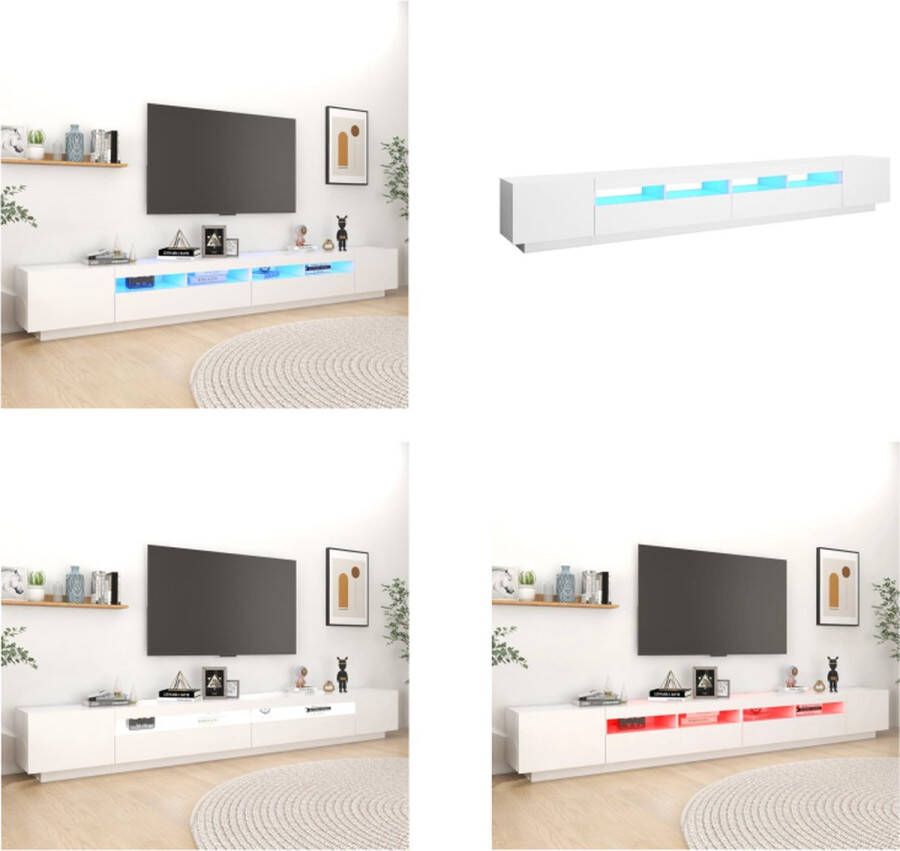 VidaXL Tv-meubel met LED-verlichting 300x35x40 cm wit Tv-kast Tv-kasten Televisiekast Televisiekasten
