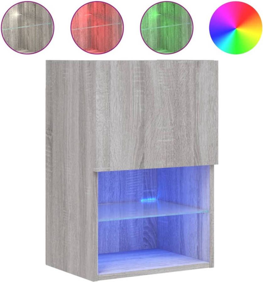 VidaXL -Tv-meubel-met-LED-verlichting-40 5x30x60-cm-grijs-sonoma-eiken - Foto 4