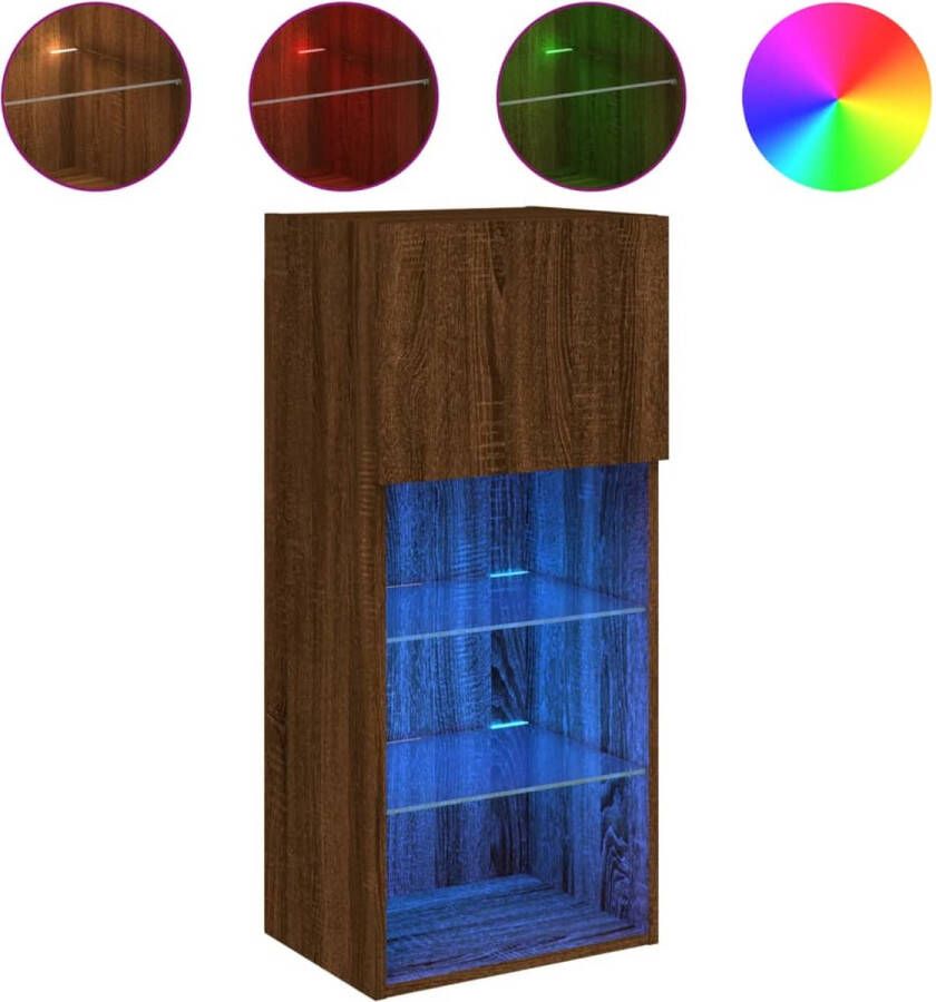 VidaXL -Tv-meubel-met-LED-verlichting-40 5x30x90-cm-bruineikenkleurig - Foto 5