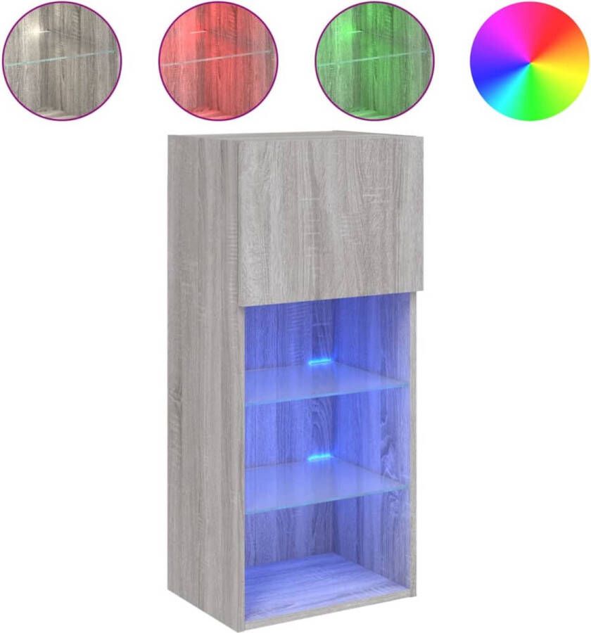 VidaXL Tv-meubel LED-verlichting Grijs Sonoma Eiken Tv Meubel Houten Tv Kast Led Tv Meubel Grijze Tv Kast Salon Meubilair