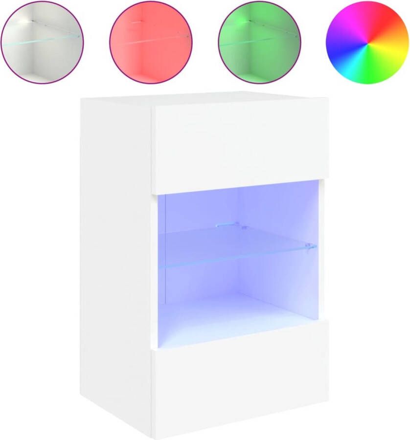 VidaXL -Tv-meubel-met-LED-verlichting-40x30x60 5-cm-wit - Foto 4