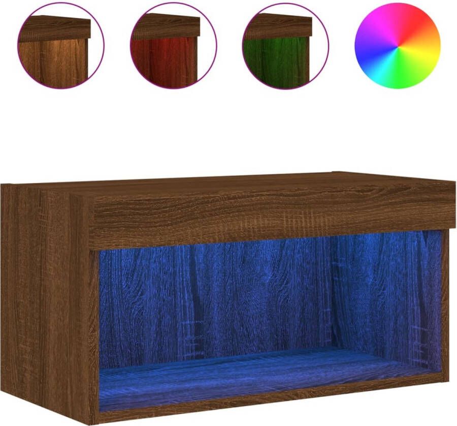 VidaXL -Tv-meubel-met-LED-verlichting-60x30x30-cm-bruineikenkleurig - Foto 4