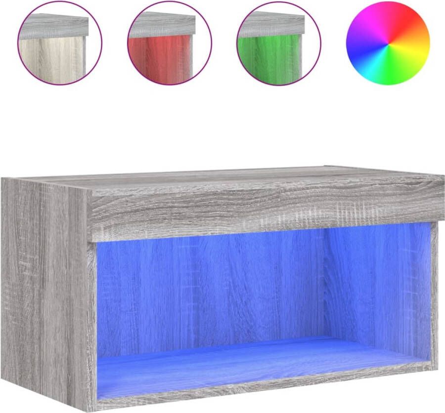 VidaXL -Tv-meubel-met-LED-verlichting-60x30x30-cm-grijs-sonoma-eiken - Foto 4