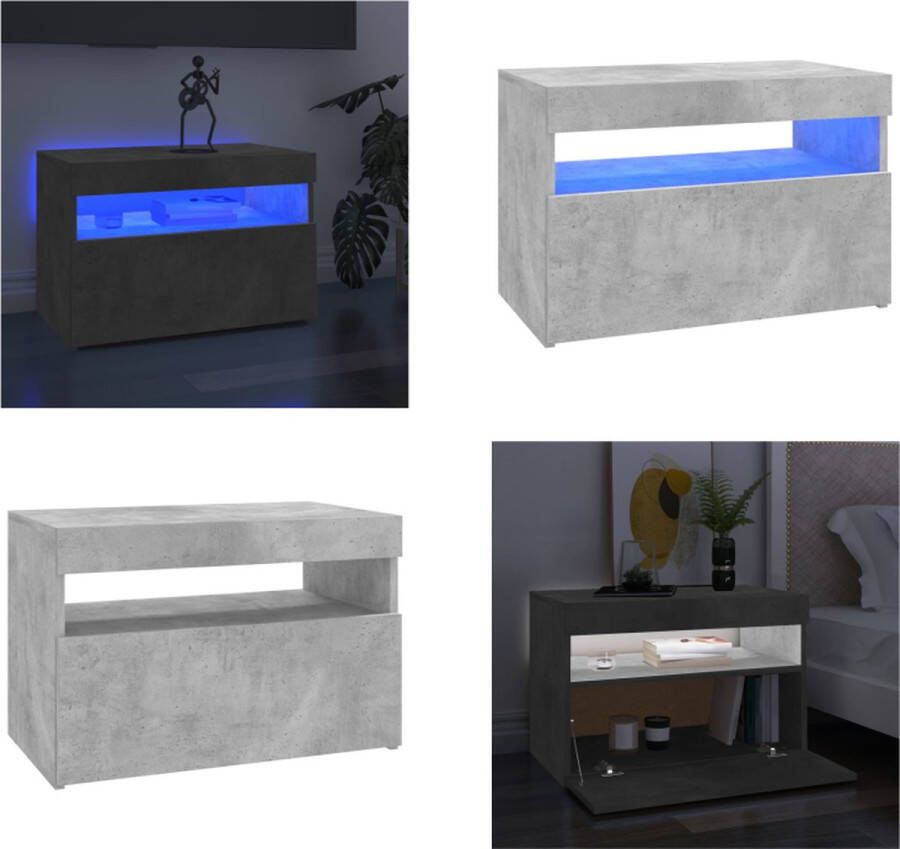 VidaXL Tv-meubel met LED-verlichting 60x35x40 cm betongrijs Tv-kast Tv-kasten Televisiekast Televisiekasten