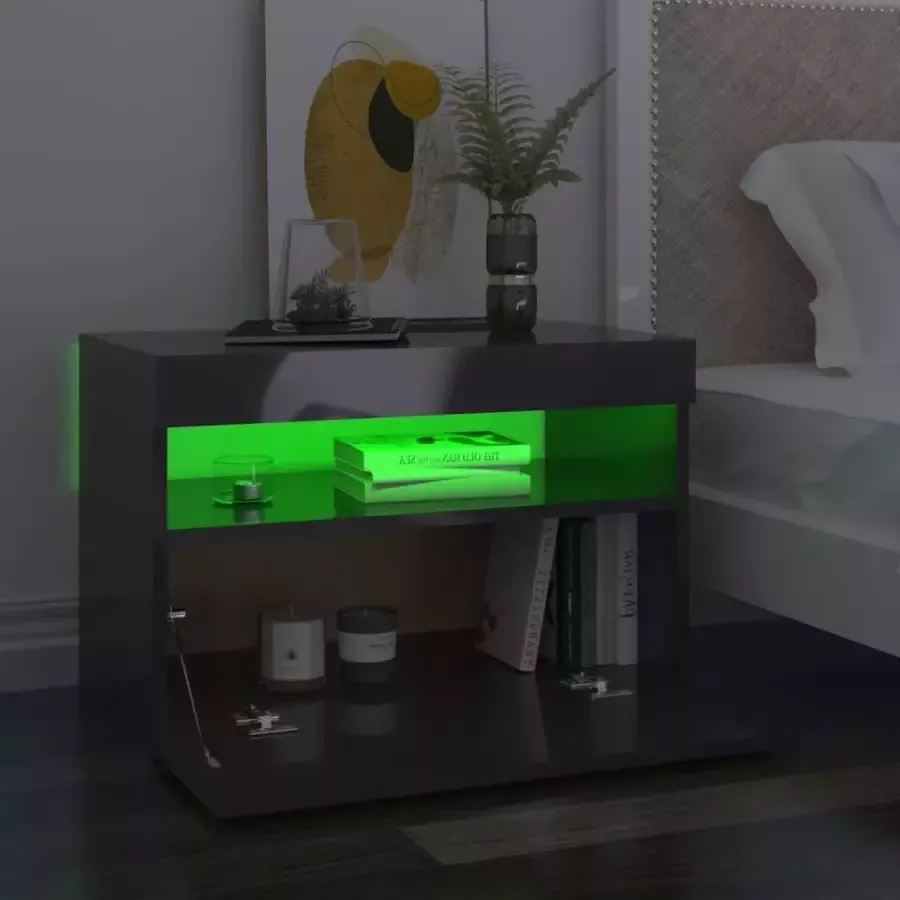 VIDAXL Tv-meubel met LED-verlichting 60x35x40 cm hoogglans grijs