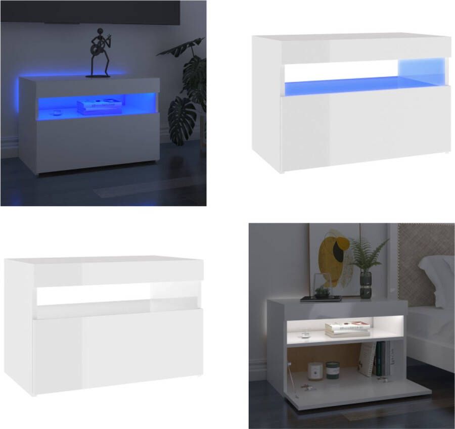 vidaXL Tv-meubel met LED-verlichting 60x35x40 cm hoogglans wit Tv-kast Tv-kasten Televisiekast Televisiekasten