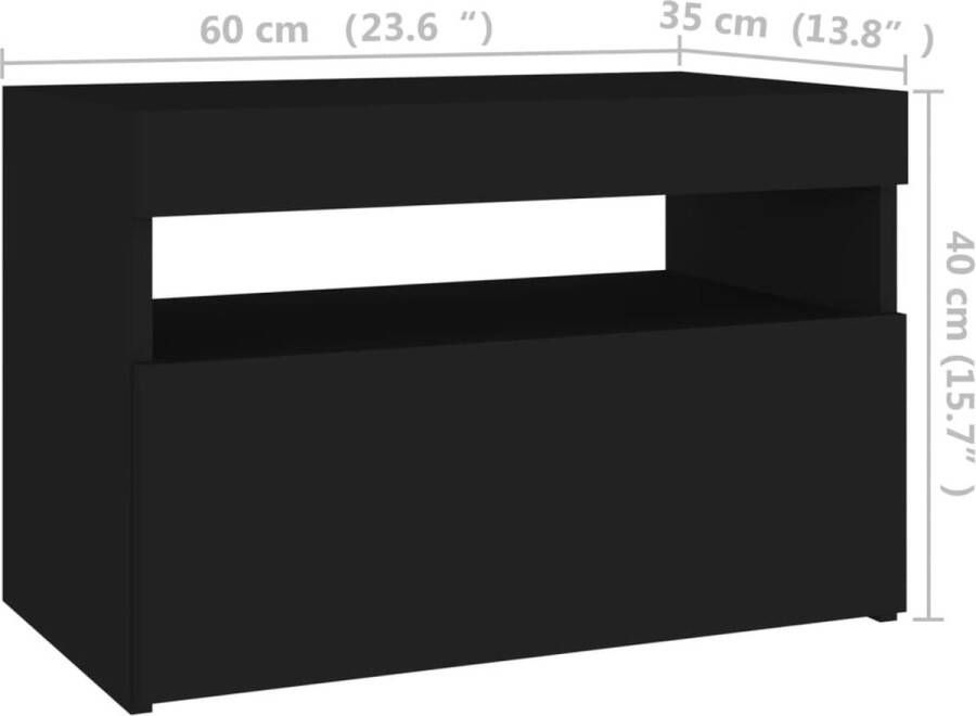 VidaXL -Nachtkastje-met-LED-verlichting-60x35x40-cm-bewerkt-hout-zwart - Foto 4