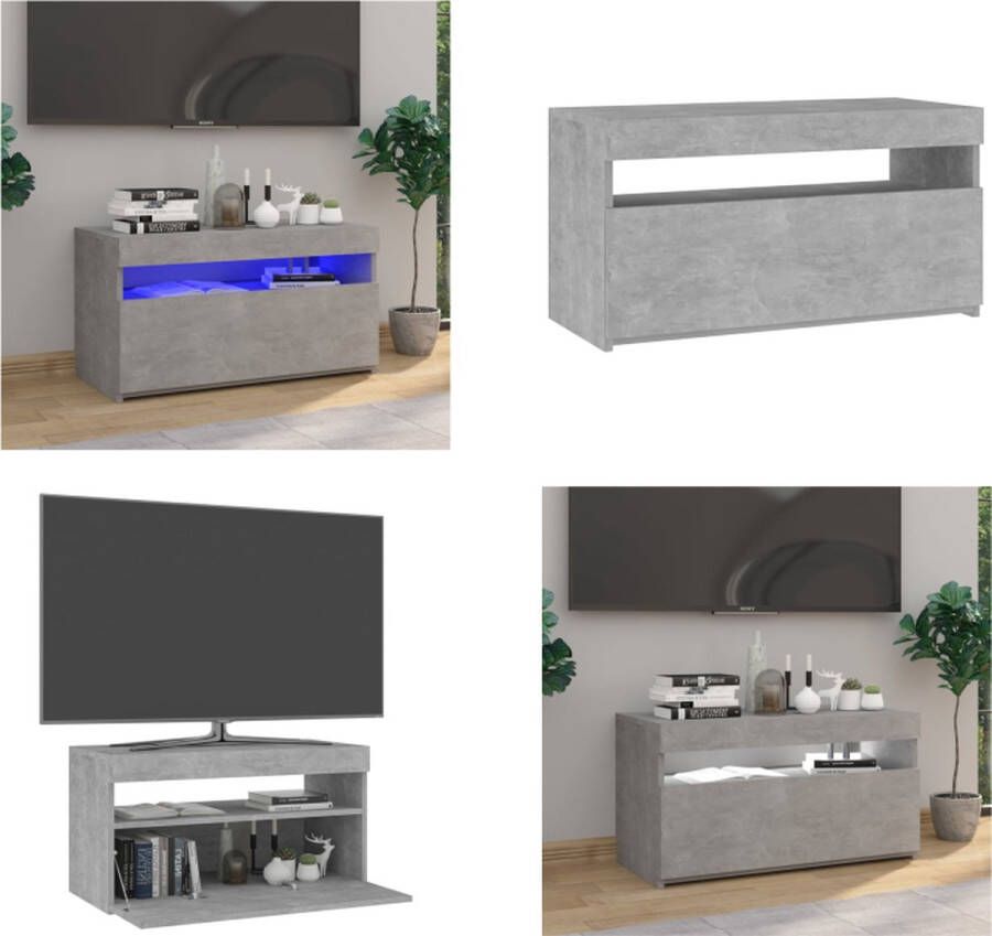 VidaXL -Tv-meubel-met-LED-verlichting-75x35x40-cm-betongrijs - Foto 2