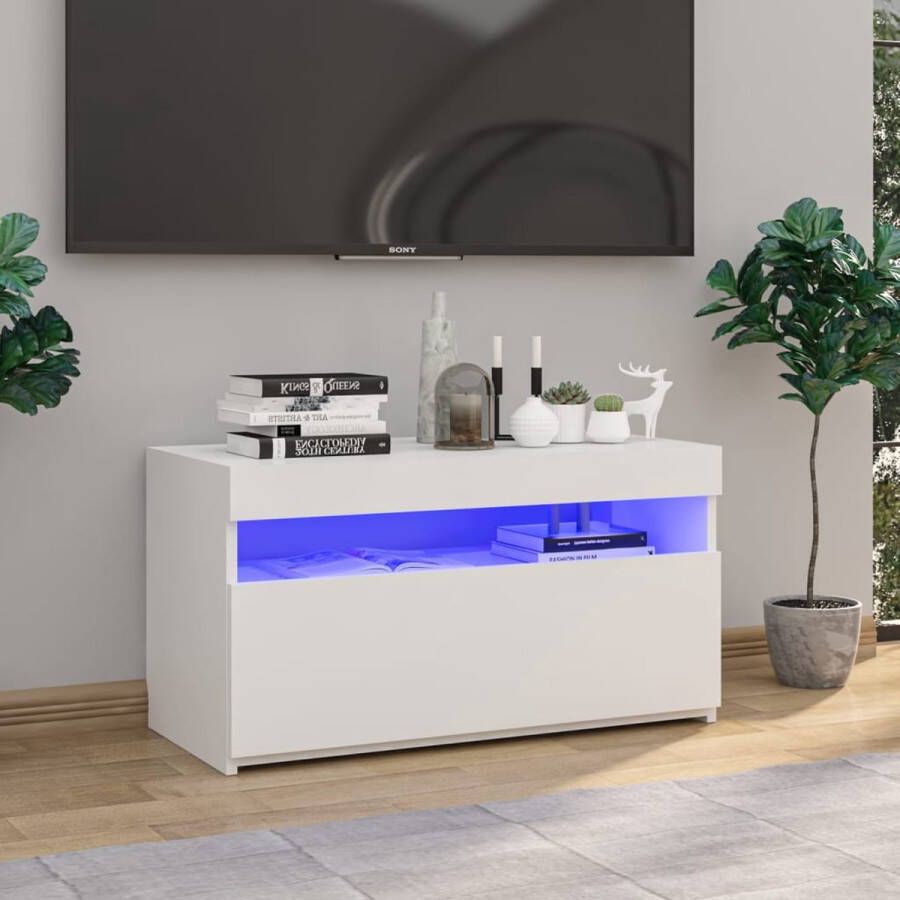 VidaXL -Tv-meubel-met-LED-verlichting-75x35x40-cm-hoogglans-wit