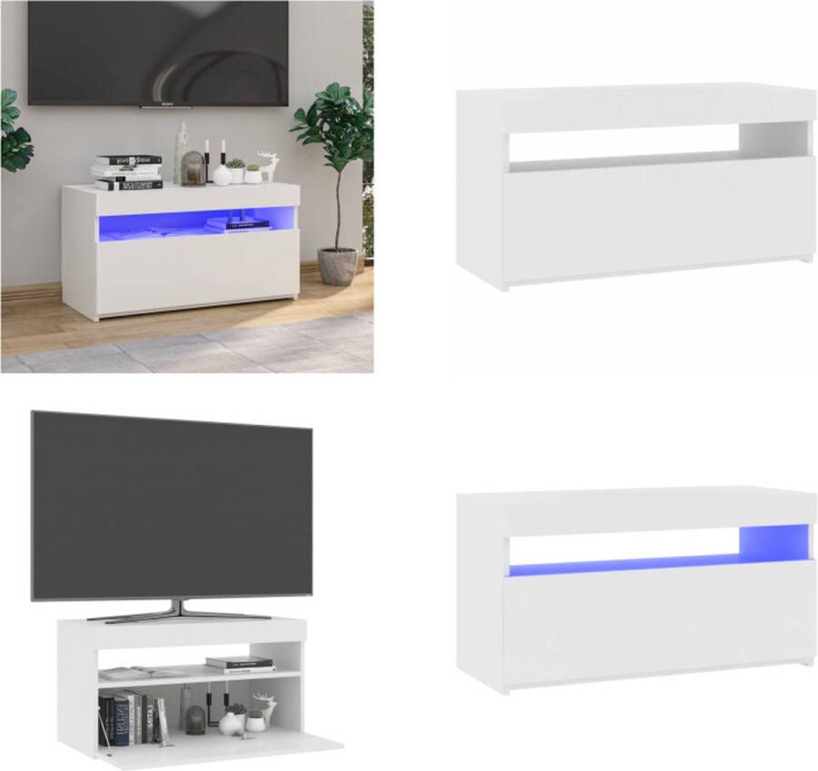 vidaXL Tv-meubel met LED-verlichting 75x35x40 cm wit Tv-kast Tv-kasten Tv-meubel Met LED-verlichting