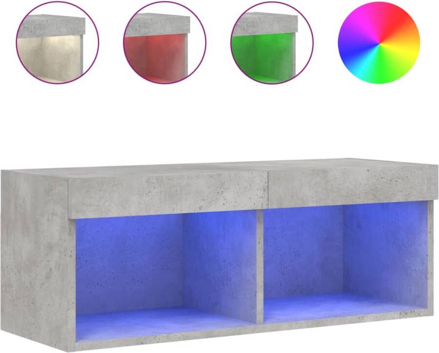 VidaXL -Tv-meubel-met-LED-verlichting-80x30x30-cm-betongrijs - Foto 4