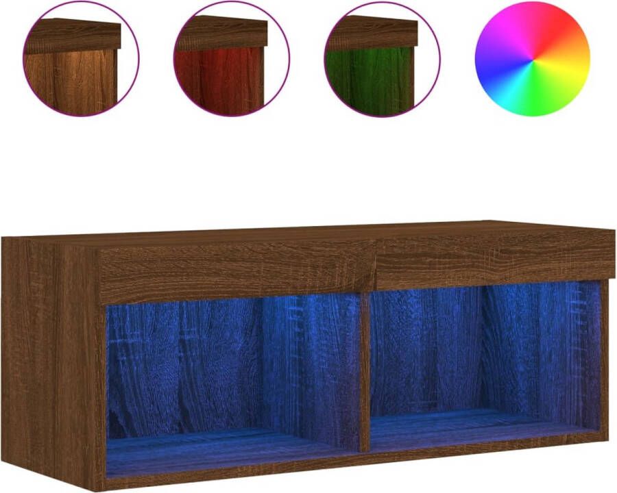 VidaXL Tv-meubel Bruin Eiken 80x30x30 cm LED Tv-meubel Tv-meubelen Tv Kast Opbergkast - Foto 2