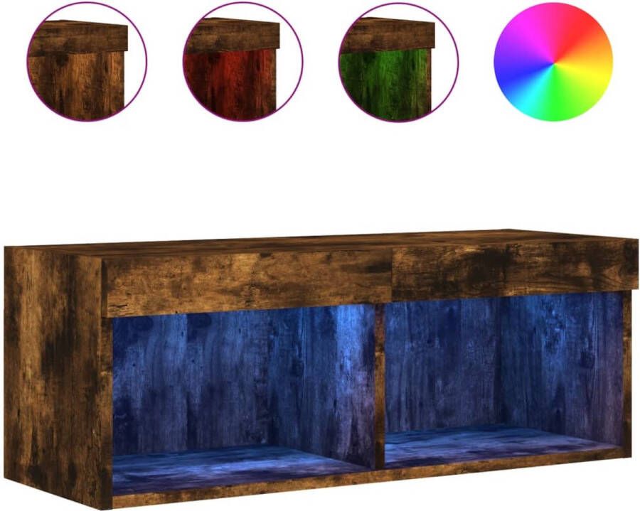 VidaXL -Tv-meubel-met-LED-verlichting-80x30x30-cm-gerookt-eikenkleurig - Foto 4
