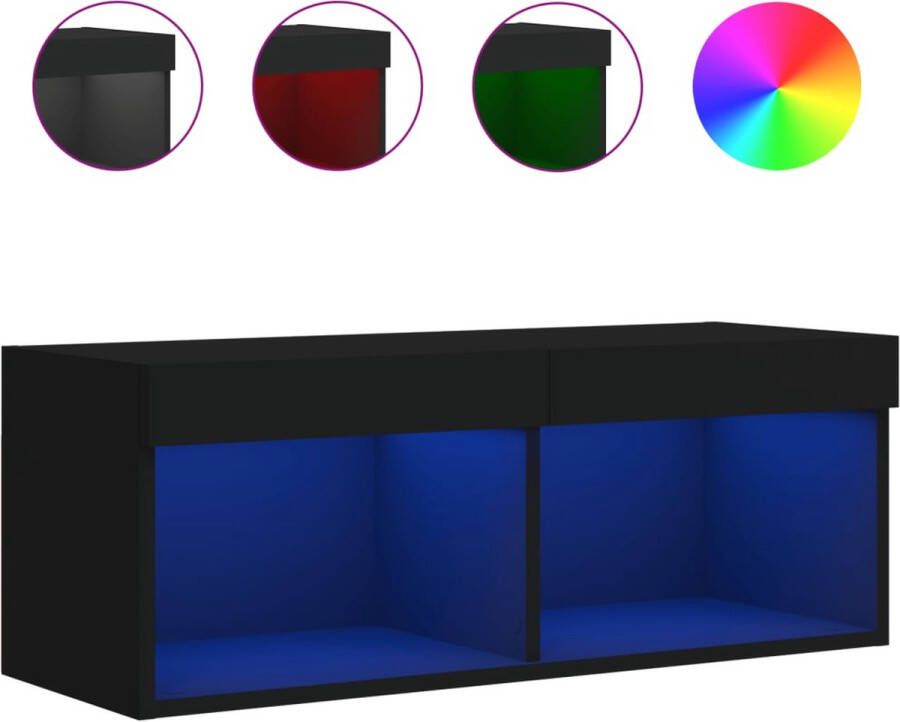 VidaXL Tv-meubel met LED 80x30x30 cm zwart Tv-meubel Houten Tv-meubel Led Tv-meubel Mediastand Salontafel