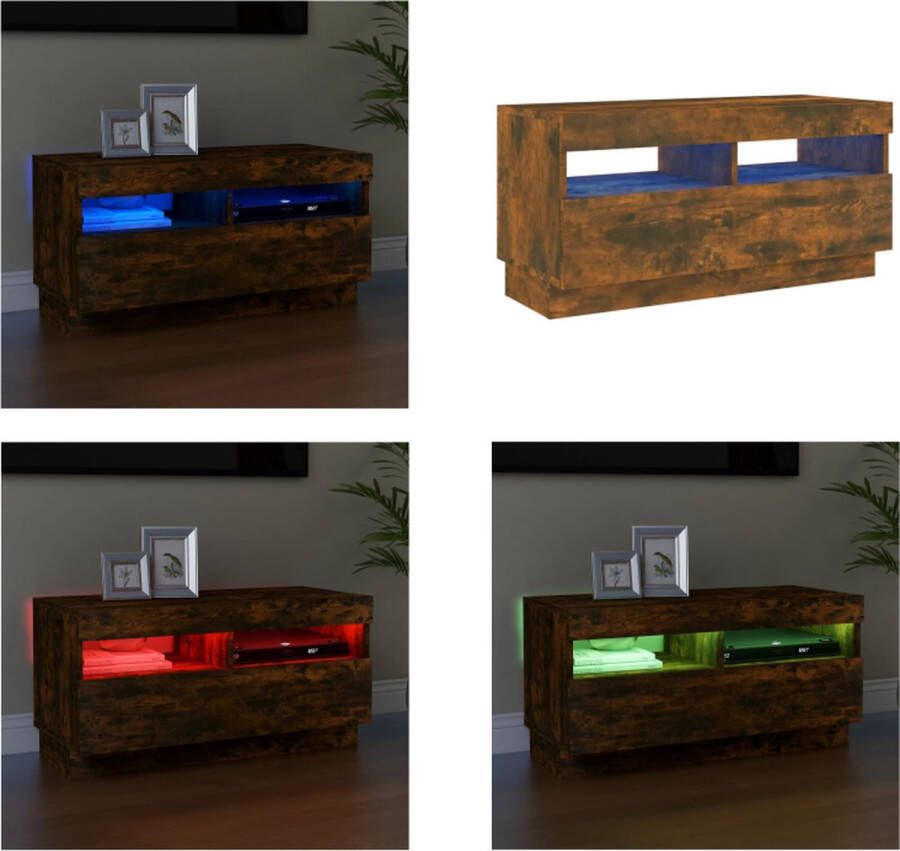 VidaXL Tv-meubel met LED-verlichting 80x35x40 cm gerookt eikenkleurig Tv-kast Tv-kasten Tv-meubel Hifi-meubel
