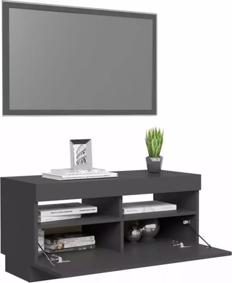 VidaXL Tv-meubel met LED-verlichting 80x35x40 cm grijs - Foto 4