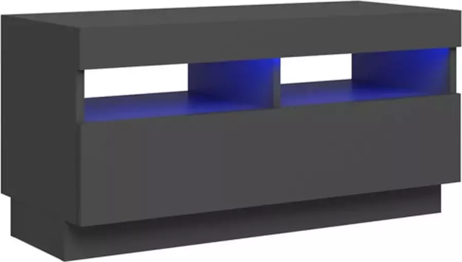 VidaXL Tv-meubel met LED-verlichting 80x35x40 cm hoogglans grijs - Foto 2