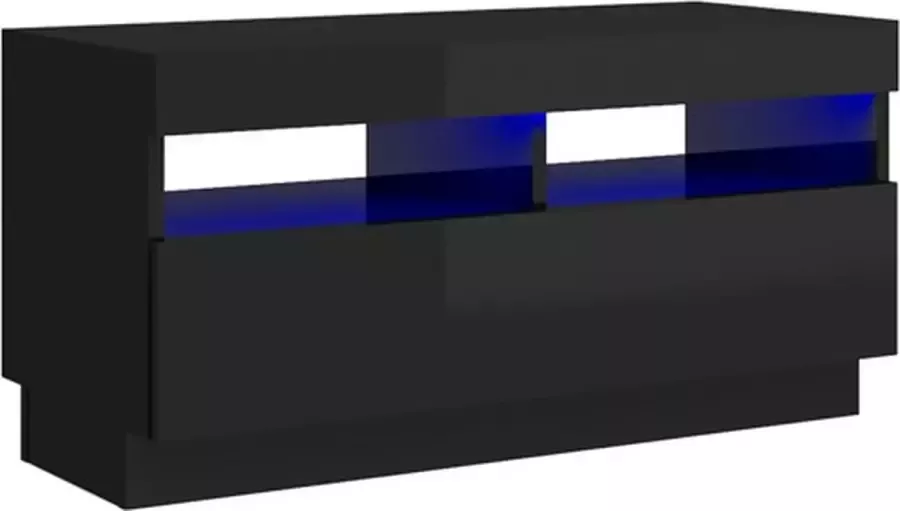 VIDAXL Tv-meubel met LED-verlichting 80x35x40 cm hoogglans zwart - Foto 2