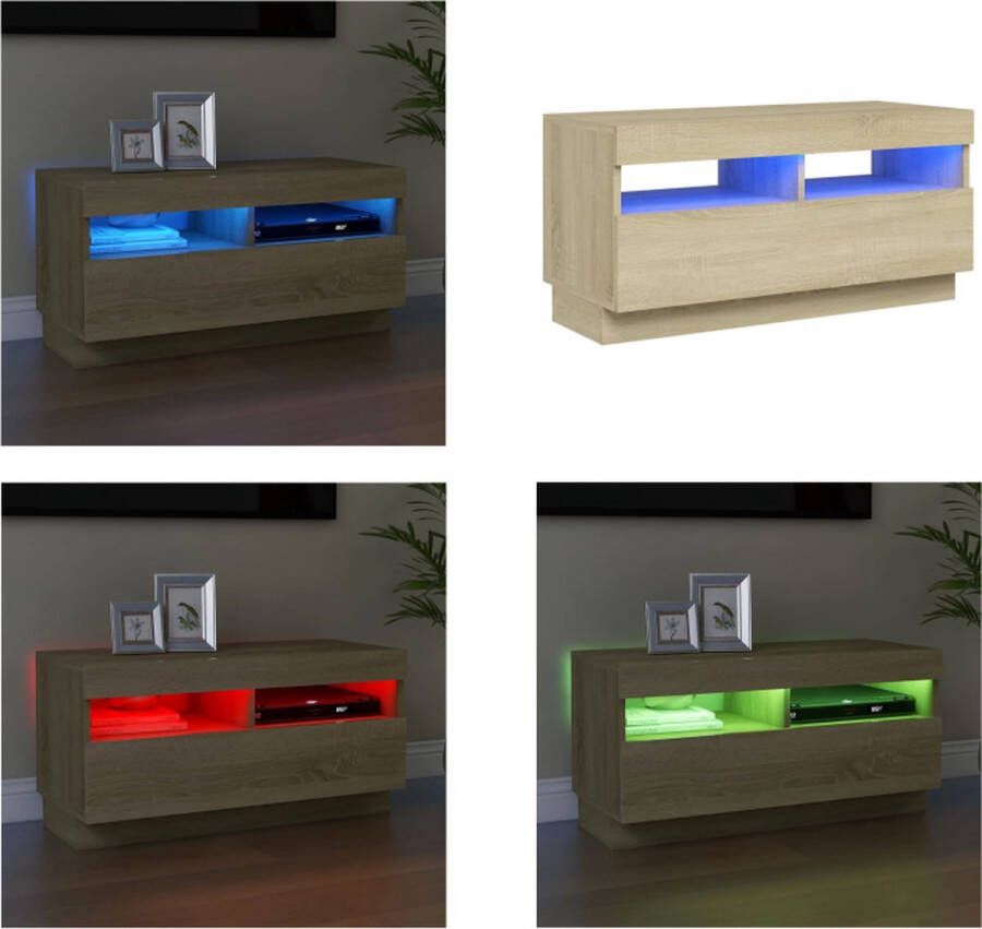 VidaXL Tv-meubel met LED-verlichting 80x35x40 cm sonoma eikenkleurig Tv-kast Tv-kasten Televisiekast Televisiekasten