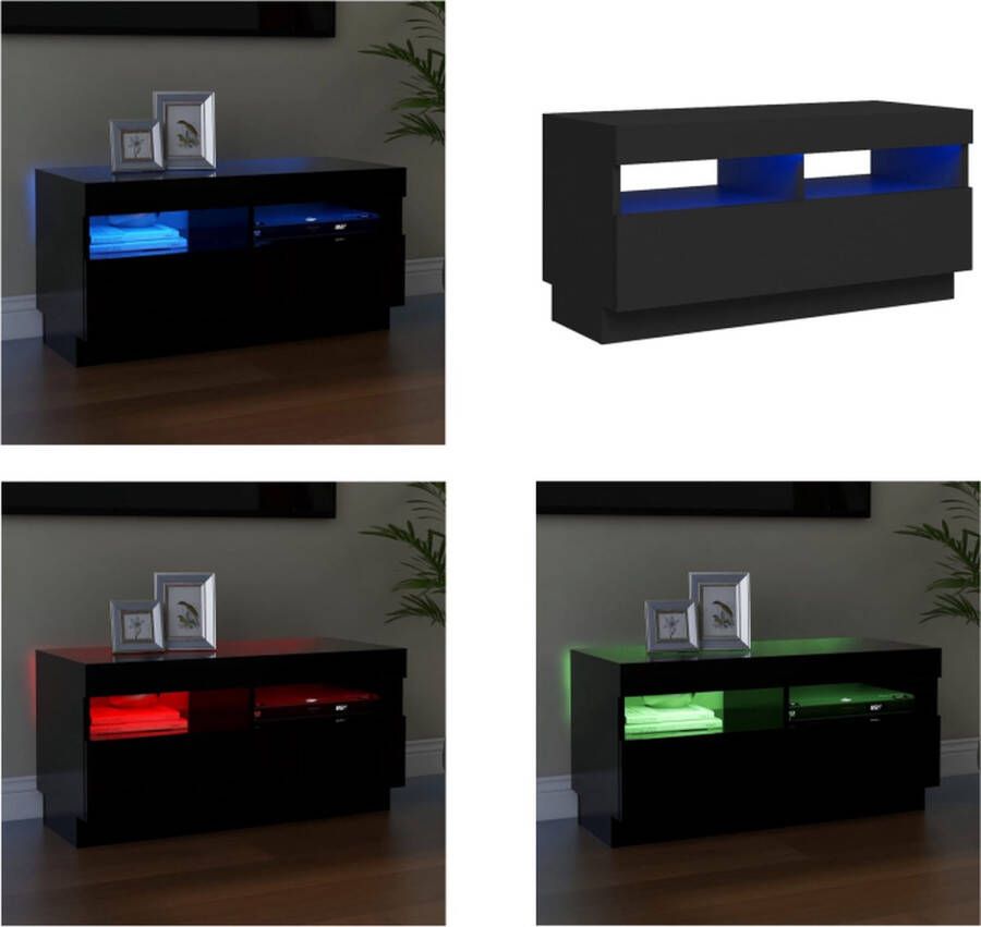VidaXL -Tv-meubel-met-LED-verlichting-80x35x40-cm-zwart - Foto 2