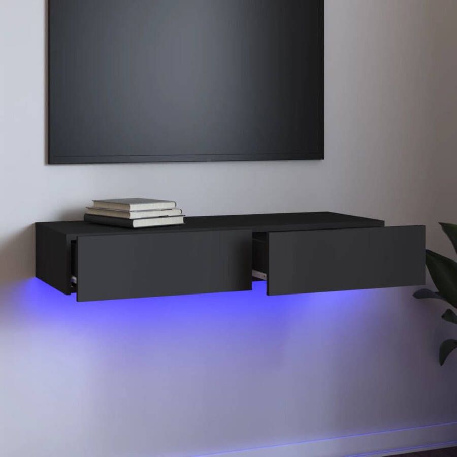 VidaXL -Tv-meubel-met-LED-verlichting-90x35x15 5-cm-grijs - Foto 2