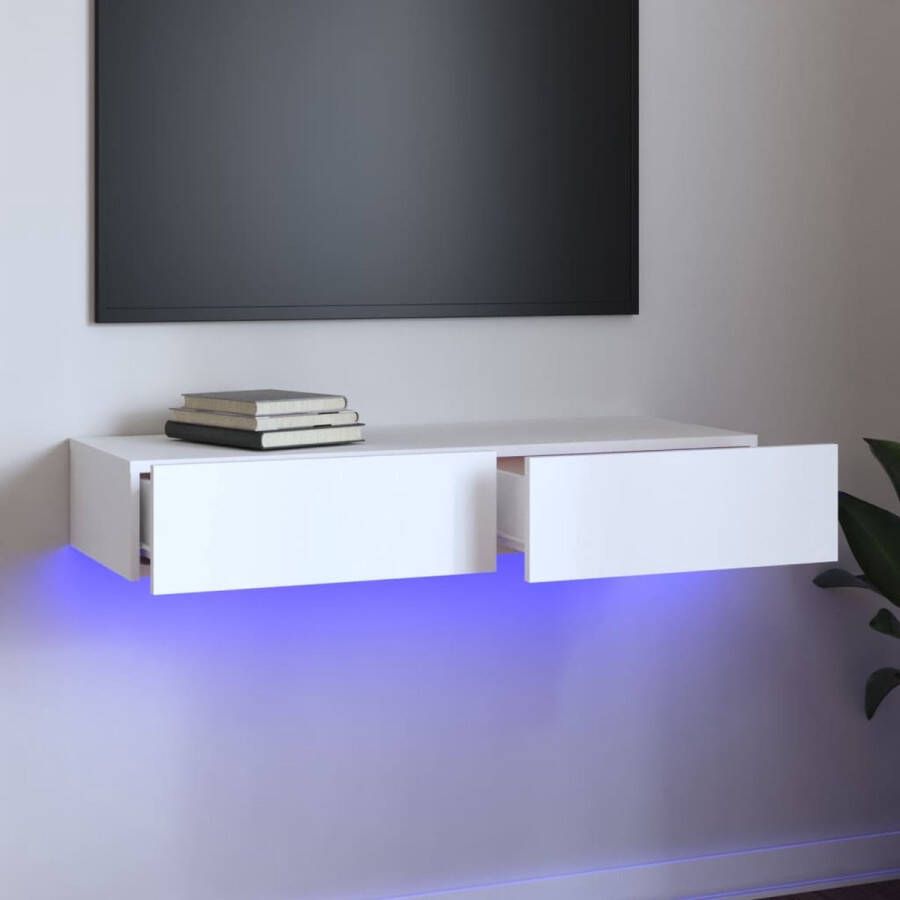 VidaXL -Tv-meubel-met-LED-verlichting-90x35x15 5-cm-wit - Foto 1