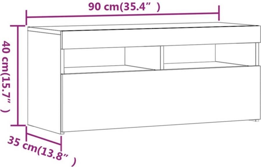 VidaXL -Tv-meubel-met-LED-verlichting-90x35x40-cm-bruineikenkleurig - Foto 3