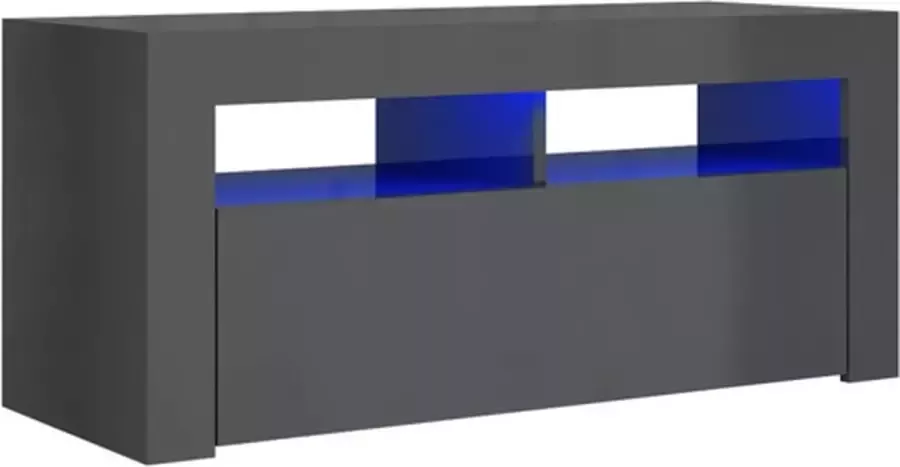 vidaXL Tv-meubel met LED-verlichting 90x35x40 cm hoogglans grijs