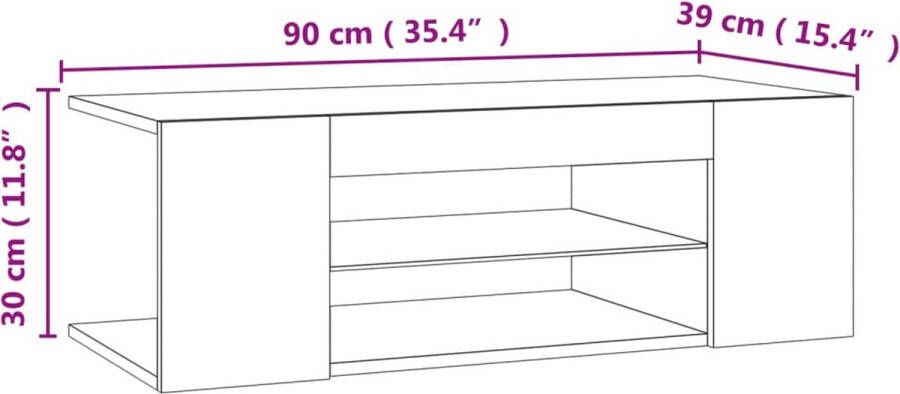 VidaXL -Tv-meubel-met-LED-verlichting-90x39x30-cm-betongrijs - Foto 3