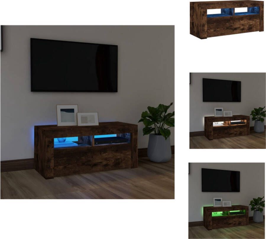 vidaXL TV-meubel Met LED-verlichting Gerookt Eiken 90 x 35 x 40 cm Bewerkt Hout Kast