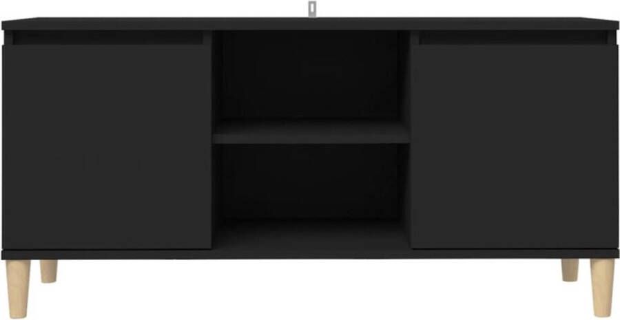VidaXL -Tv-meubel-met-massief-houten-poten-103 5x35x50-cm-zwart - Foto 3