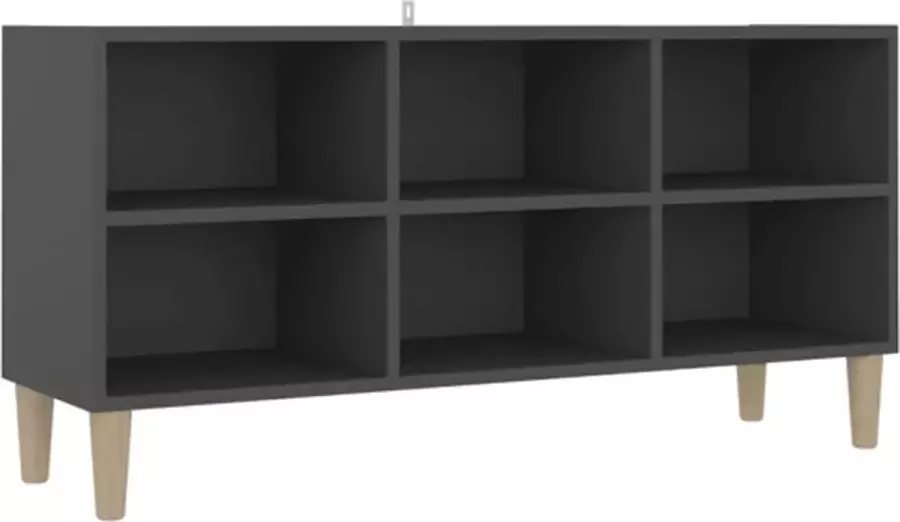 VidaXL Tv-meubel met massief houten poten 103 5x30x50 cm grijs - Foto 2