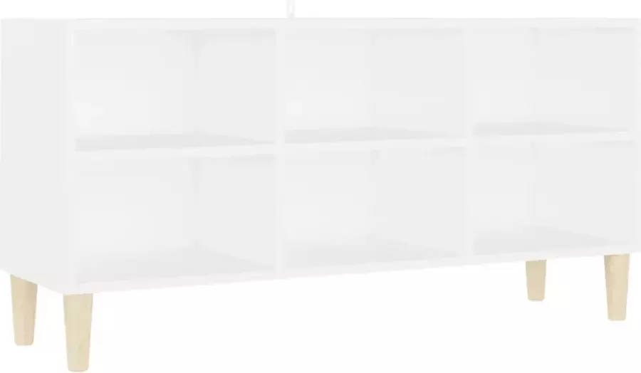 VidaXL Tv-meubel met massief houten poten 103.5x30x50 cm wit - Foto 2