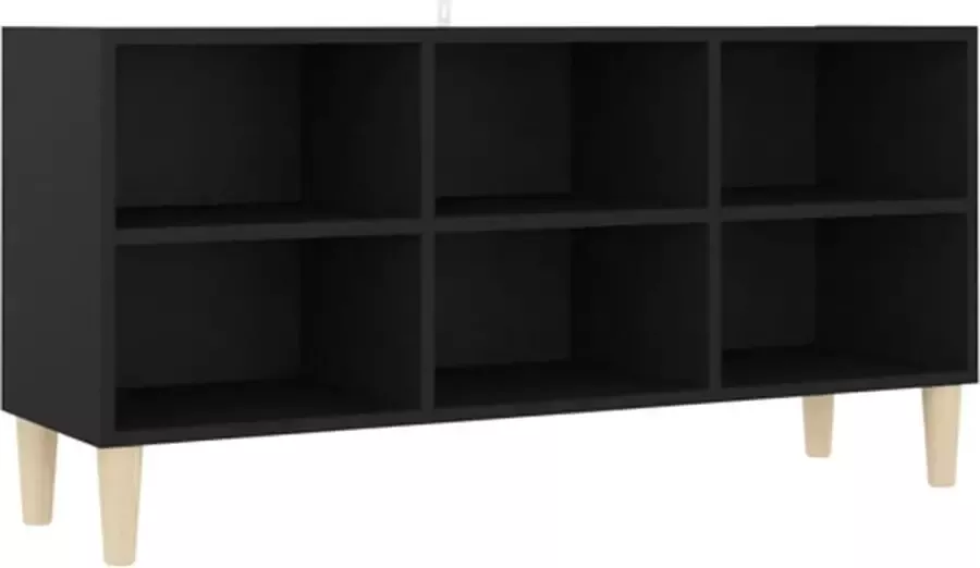 VIDAXL Tv-meubel met massief houten poten 103 5x30x50 cm zwart - Foto 2