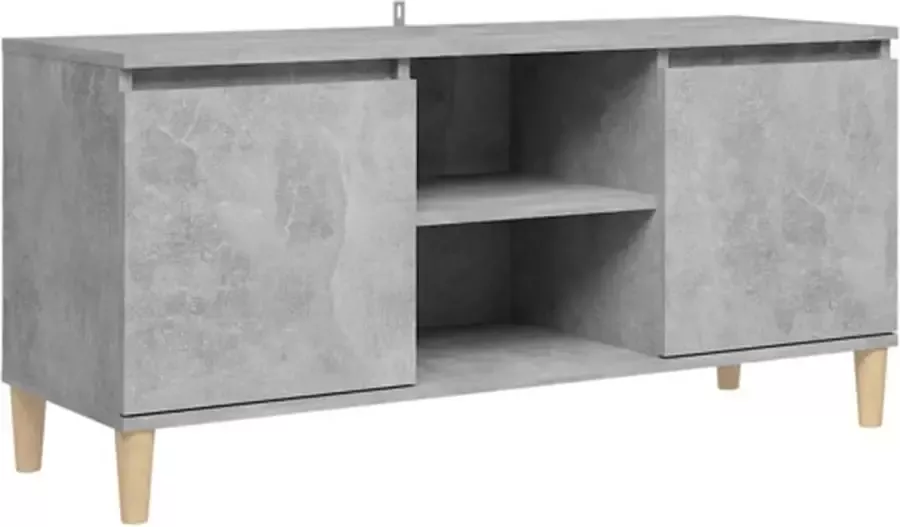 VidaXL -Tv-meubel-met-massief-houten-poten-103 5x35x50-cm-betongrijs - Foto 3