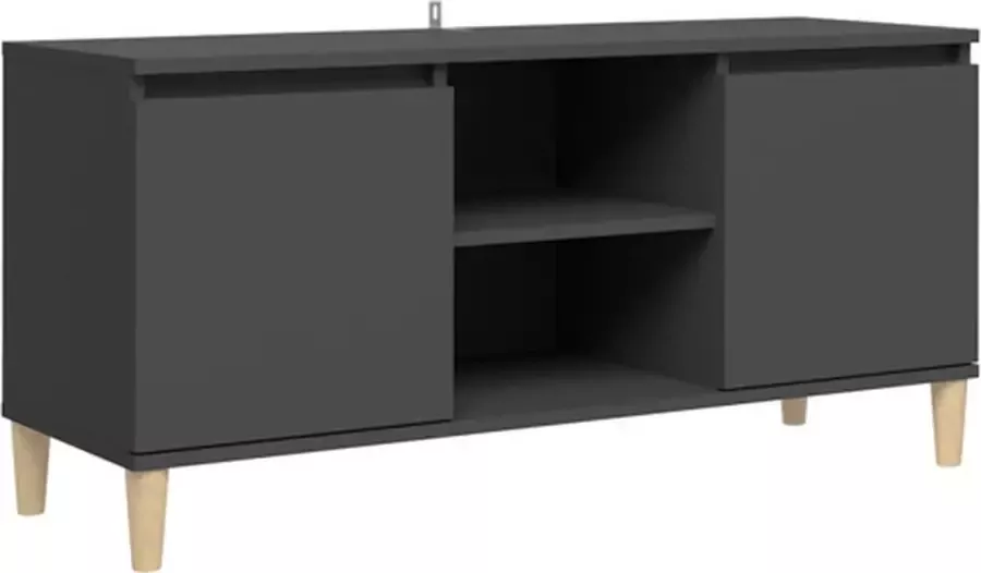 VidaXL Tv-meubel Met Massief Houten Poten 103 5x35x50 Cm Grijs - Foto 2