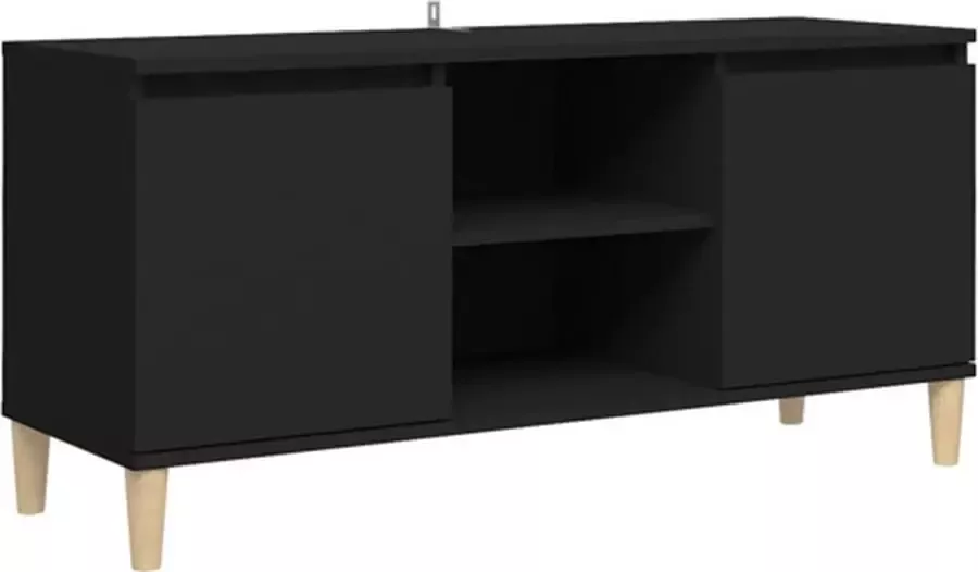 VidaXL -Tv-meubel-met-massief-houten-poten-103 5x35x50-cm-zwart - Foto 4