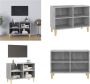 VidaXL Tv-meubel met massief houten poten 69-5x30x50 cm betongrijs Tv-kast Tv-kasten Tv-standaard Tv-standaarden - Thumbnail 2