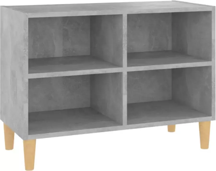 VidaXL -Tv-meubel-met-massief-houten-poten-69 5x30x50-cm-betongrijs - Foto 2