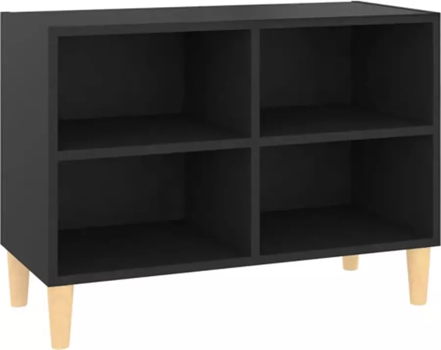 VidaXL -Tv-meubel-met-massief-houten-poten-69 5x30x50-cm-zwart - Foto 2