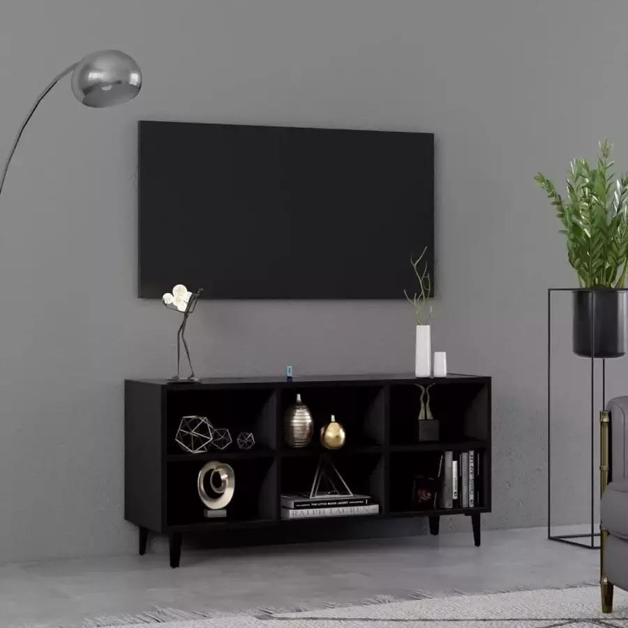 VidaXL Tv-meubel met metalen poten 103 5x30x50 cm zwart - Foto 1